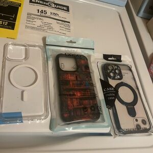 Apple Clear, Black, and Blue Phone Case Trio
